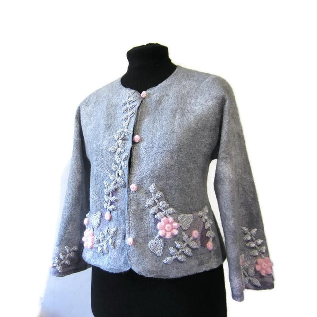 Giacca grigio infeltrito di lana