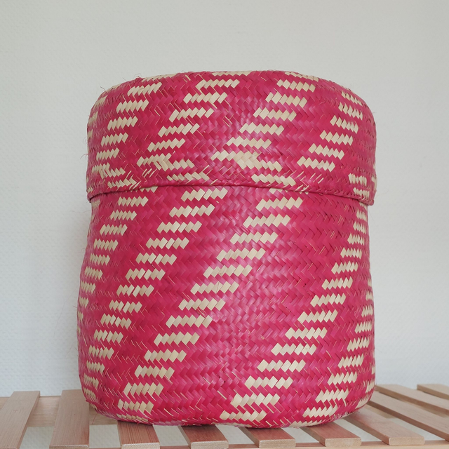 Panier de rangement rouge nature diagonale - 24 cm