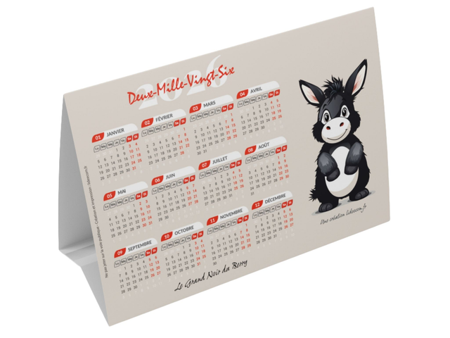 Calendrier de bureau chevalet 2026 "Grand Noir du Berry"