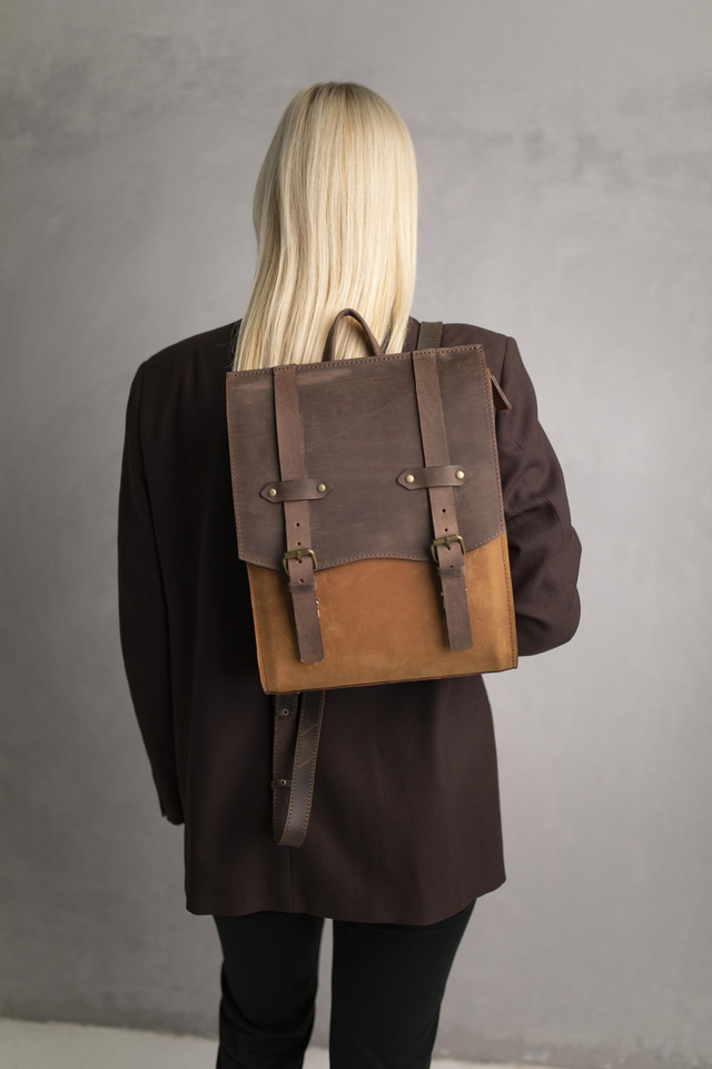 Unisex odinė kuprinė su dviem dirželiais