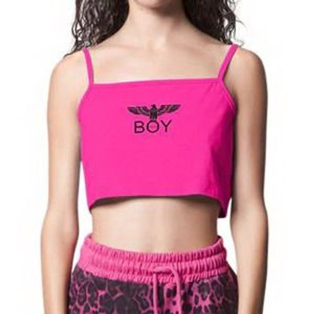 OPBLD2924 - Top cropped BOY London con bretelline- perfetto per uno stile casual chic
