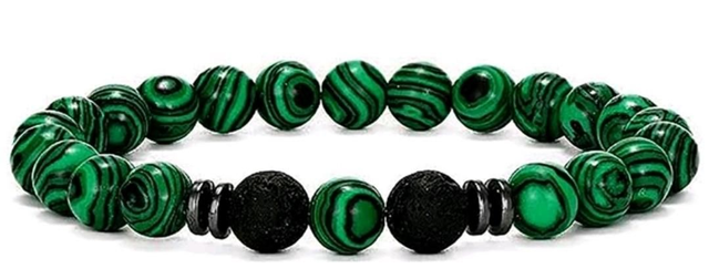 Bracelet malachite,hématite,pierre de lave 
