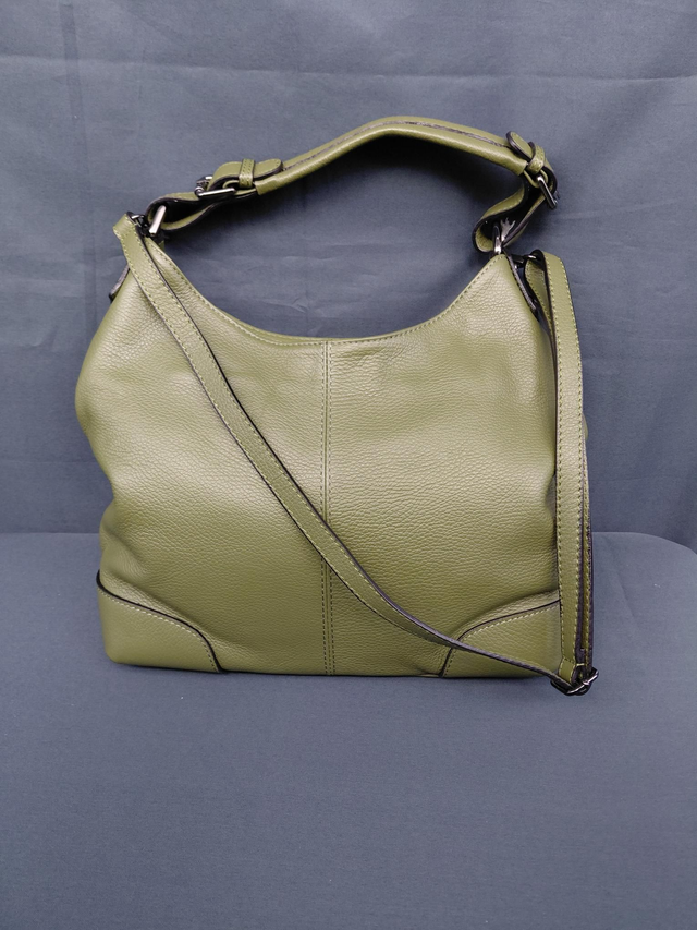 Grand sac en cuir couleur kaki 