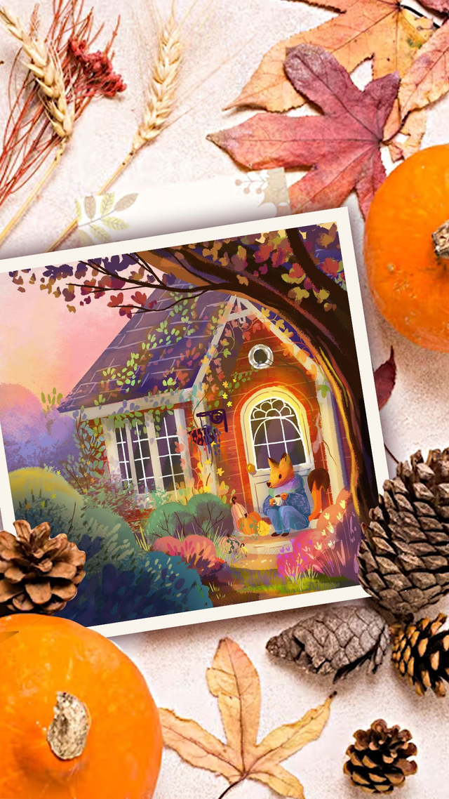 Print Autumn Cottage