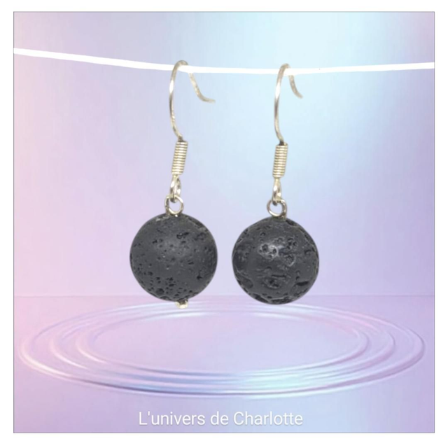 Boucles d&#039;oreilles &quot;Pierre de lave&quot; BO-073