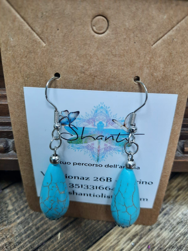 Orecchini donna turchese serie "goccia" 