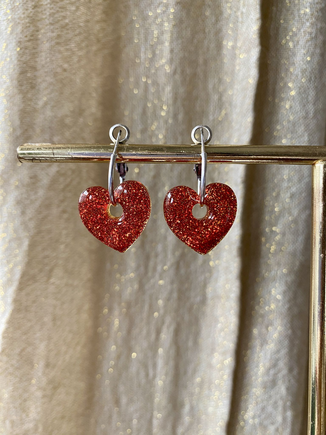 Créoles coeur - rouge amour