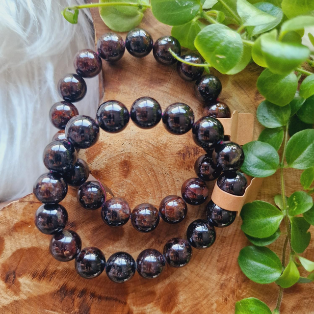 Garnet 12mm  Beaded Bracelet 