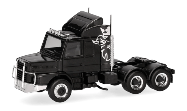 Scania Hauber 142 Zugmaschine 3achs (6x4), schwarz Herpa 1:87