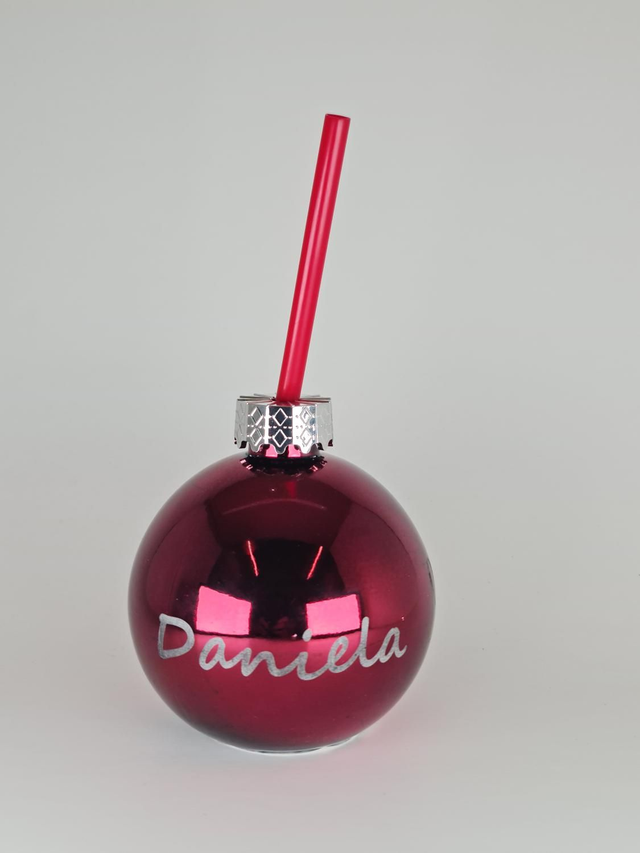 Gravierte Glaskugel mit Strohhalm 