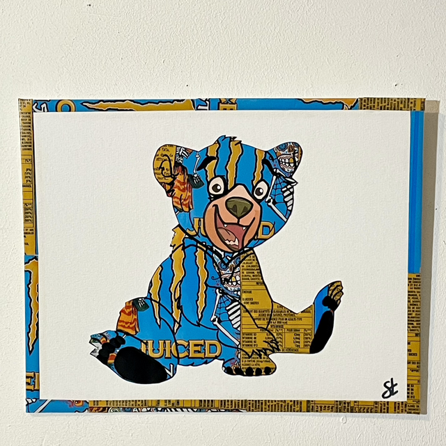 Tableau Ourson réalisé avec des canettes recyclées 