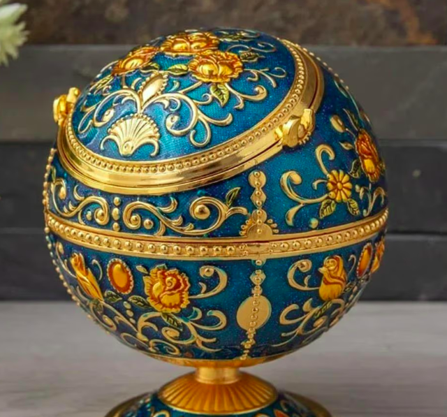 Luxe asbakken oosterse stijl bolvormig en windbestendig kleur blauw