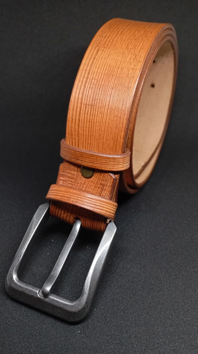 Ceinture 40 mm marron motif bois 