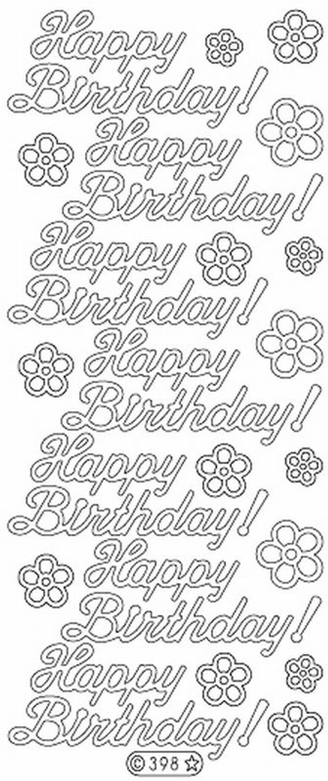 Happy Birthday grote letters (zilver) 398