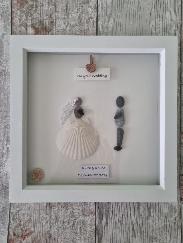 Irish Hand Crafted, Wedding  Pebble Art Wedding Picture