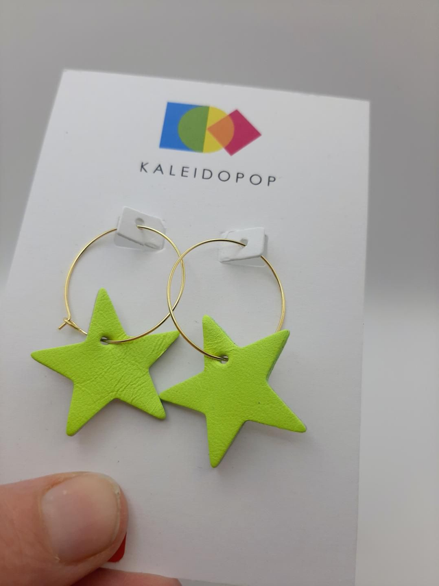 SALE! Star hoops  - neon yellow 