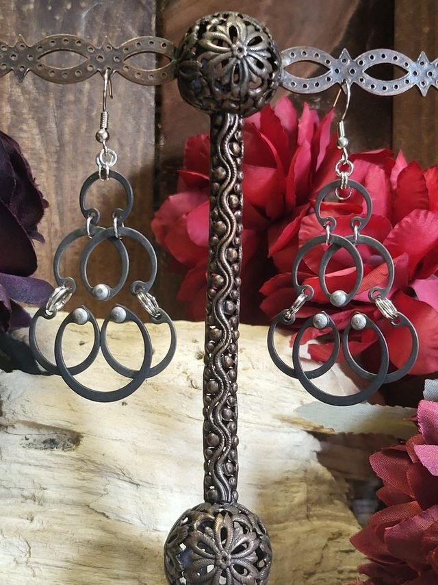 Boucles d'Oreilles Néo Circlips "Rosace d'Acier"