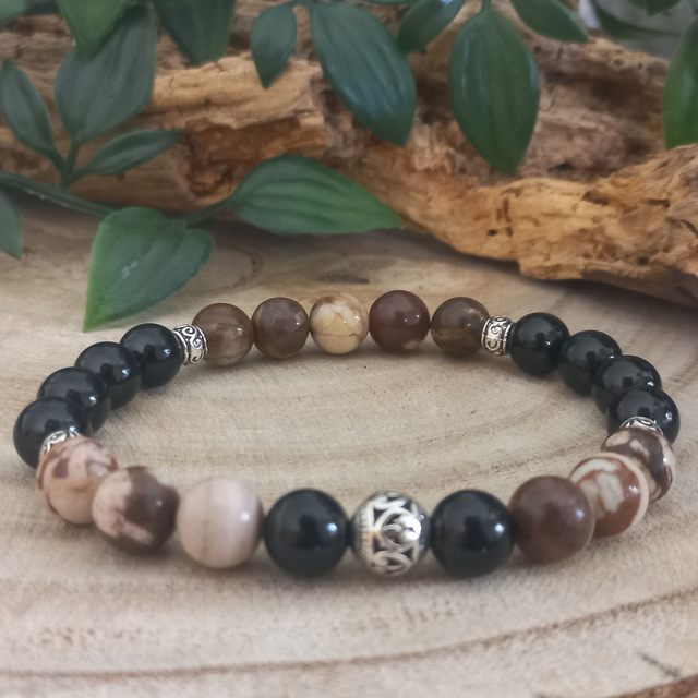Bracelet en Tourmaline et Jaspe Capuccino