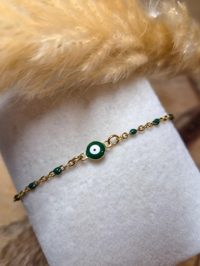 Bracelet "Oeil" - Modèle vert et doré