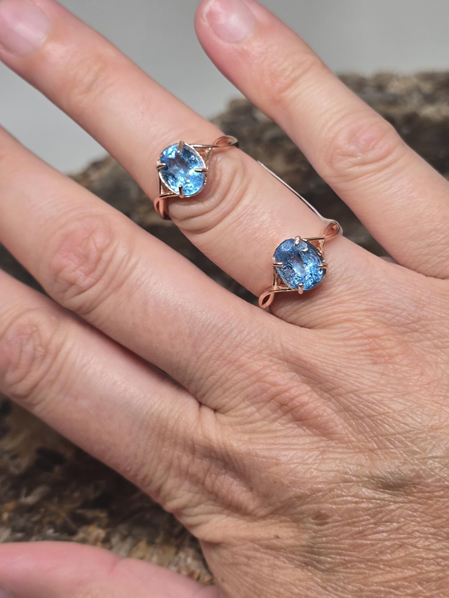 Bague Argent 925 rose et Topaze bleu