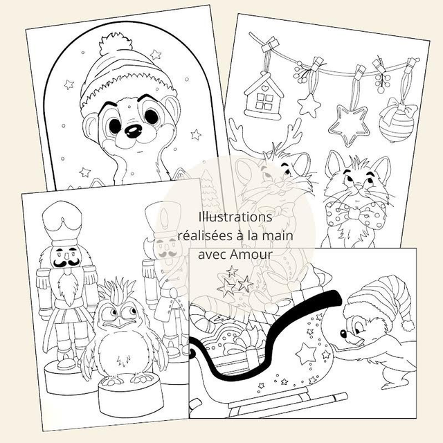 Lot des 4 illustrations de Noël