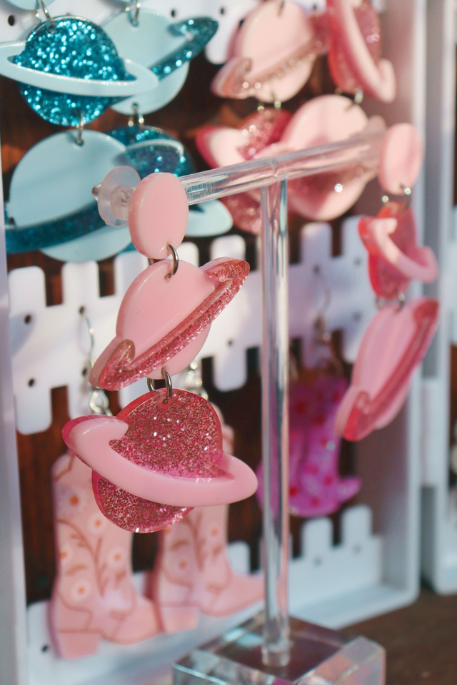 Boucles d'oreille • Cosmic trip in pink and blue