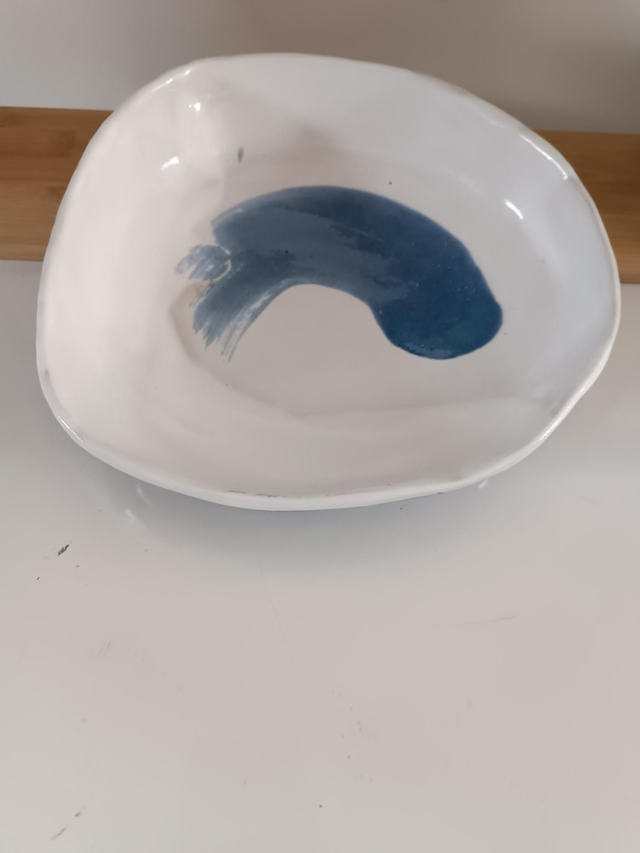 Bleu blanc grand plat 