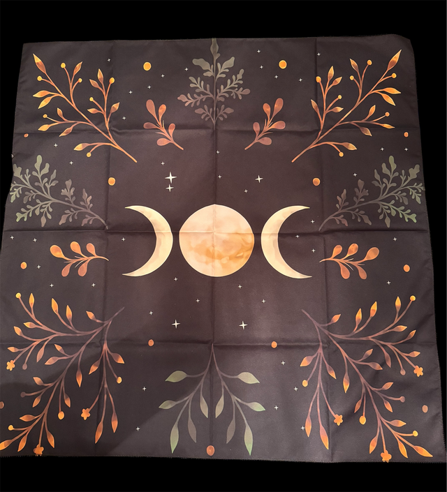 Nappe de Cartomancie Triple Lune – 70x70 cm – Motif Automnal Mystique
