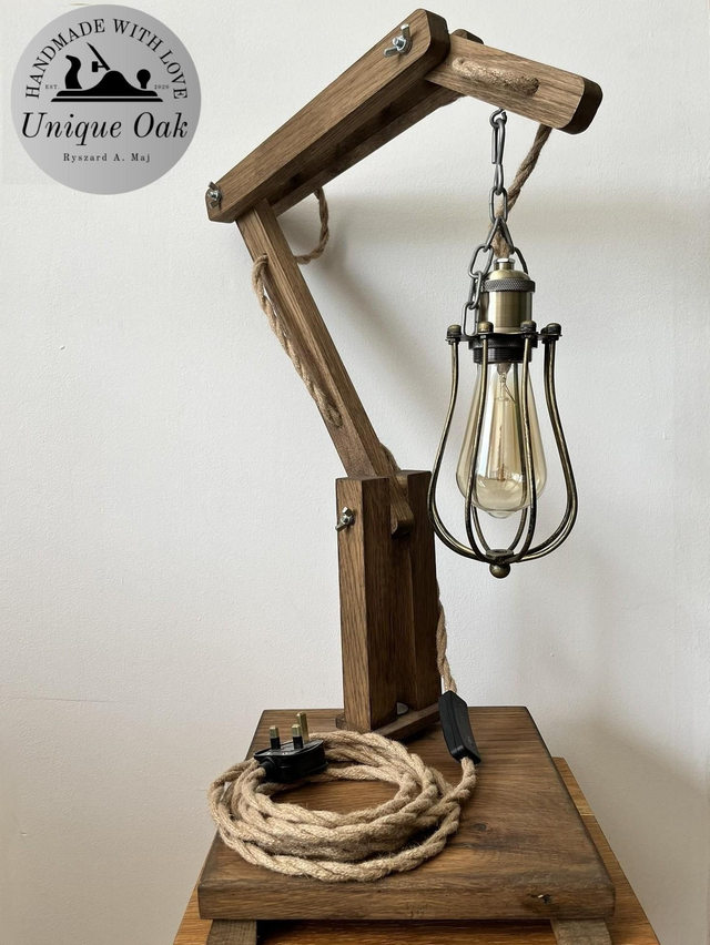 Oak lamp in the crane style.