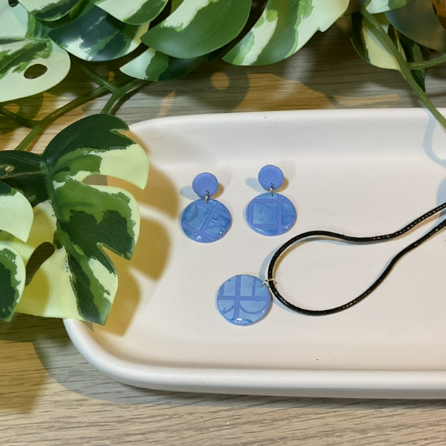 Blau: Set Ohrstecker + Halskette