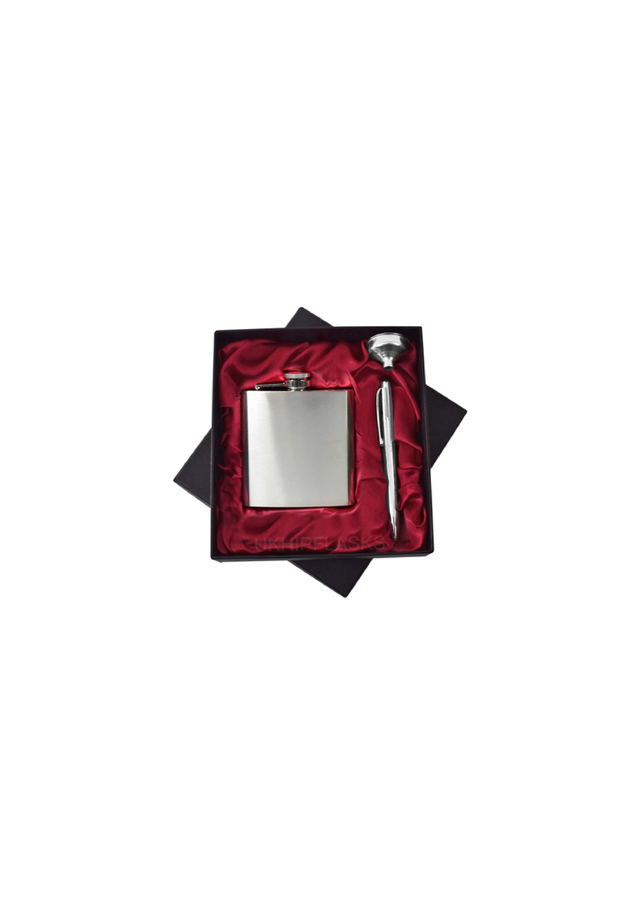 6oz Steel Hip Flask in a Red Gift Box