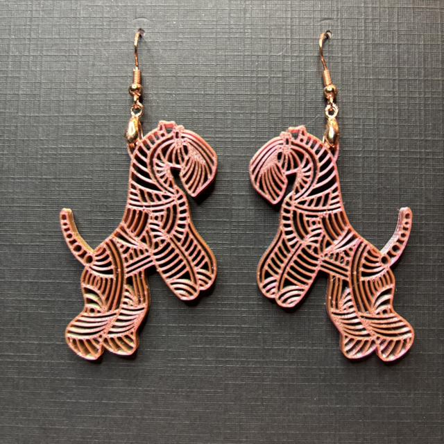 3D - Earrings Kerry Blue Terrier Roze Gold