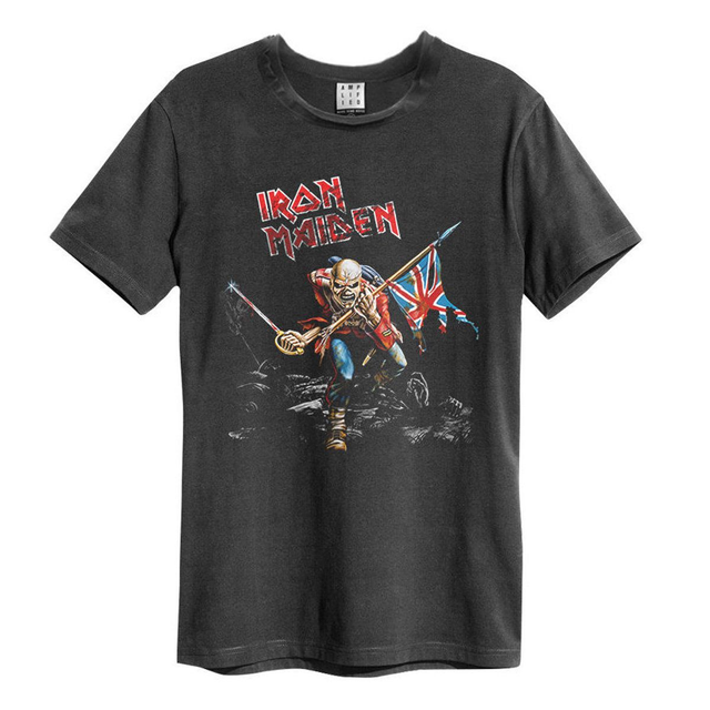 Iron Maiden the Trooper Amplified Vintage Charcoal T-Shirt