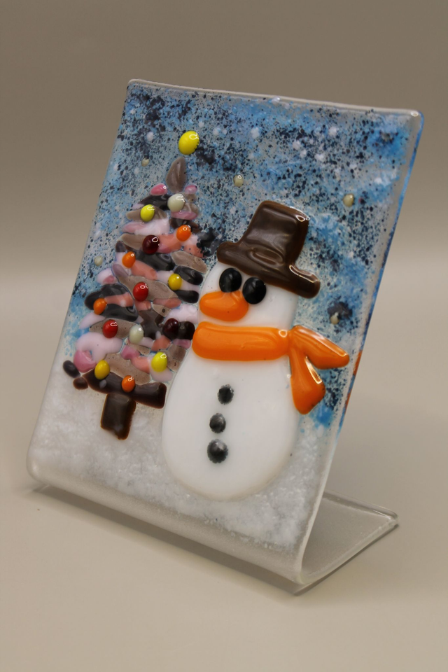 Frosty the Snowman &amp; Tree Free Standing Suncatcher