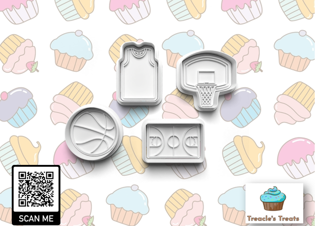 Basketball Theme Fondant/cookie stamps with cutters 
