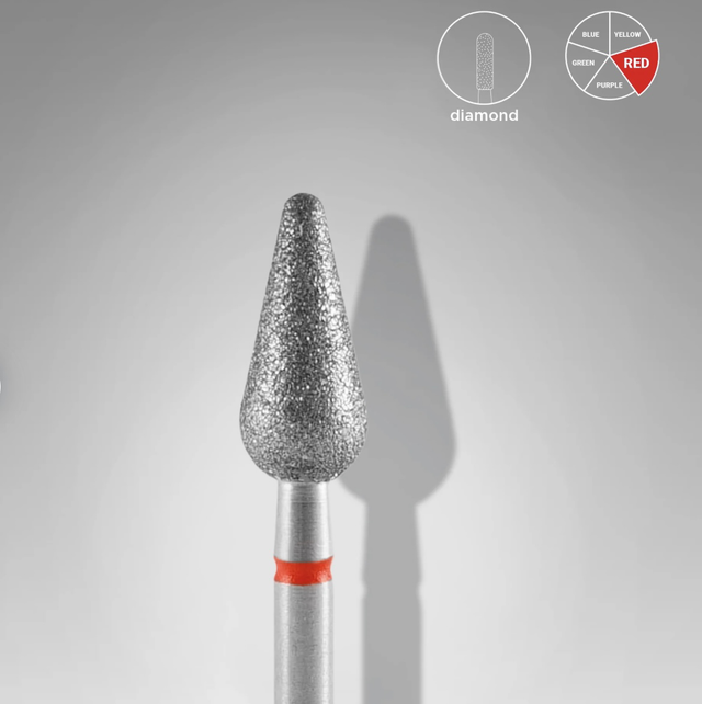 FORÊT À ONGLE DIAMANTÉ, « POIRE ARRONDIE » ROUGE 5mm - STALEKS PRO