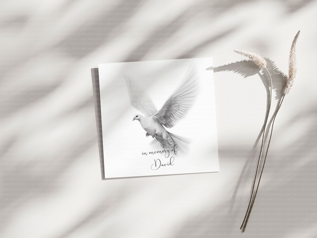 Beautiful Personalised Dove Memorial Card