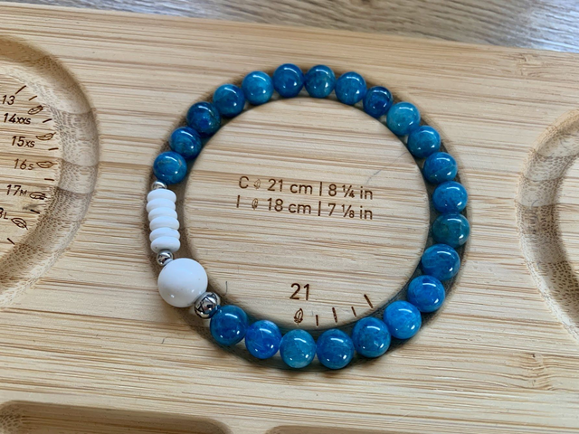 Bracelet Apatite Bleue et Magnésite