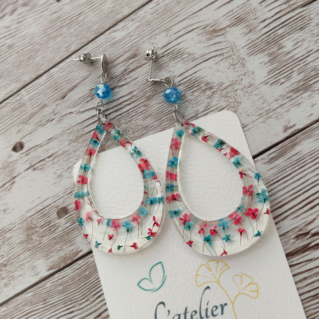 Boucles &quot;Joséphine&quot; Tons bleu