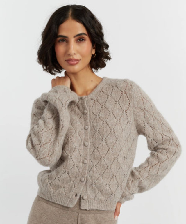 Oatmeal Alpaca Blend Open Stitch Cardi