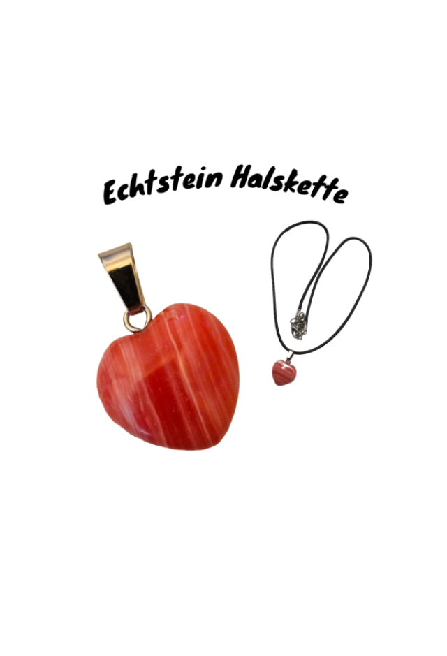 Naturstein-Halskette Herz Rote Karneol