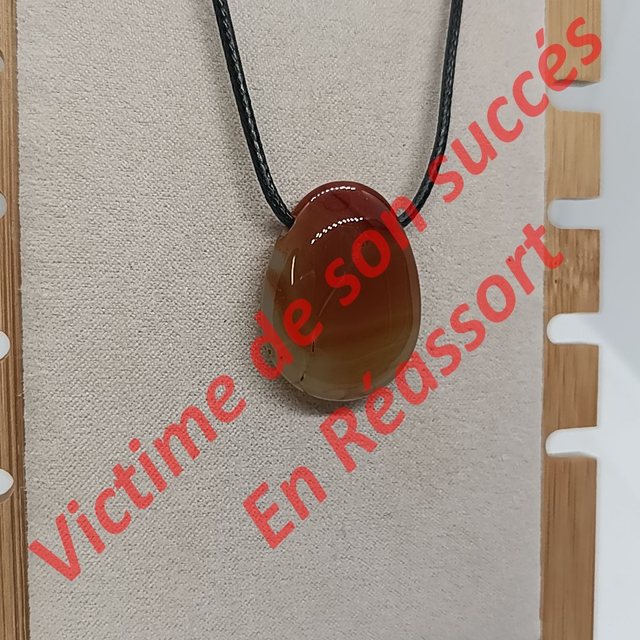 Cornaline / Pendentif Ovale / Pierre Percée