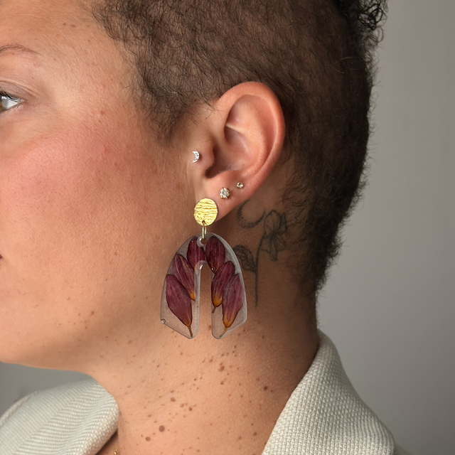 Boucles d’oreilles résine et gerbera