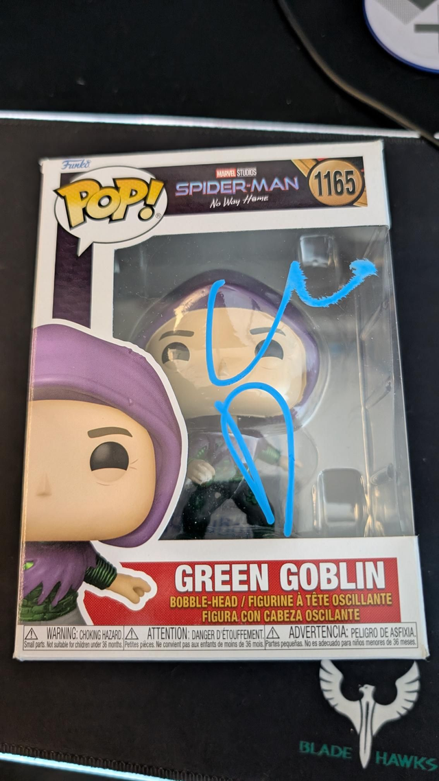 Funko Pop Marvel Spider-Man No Way Home Green Goblin 1165 Signed By Willem Dafoe with ACOA