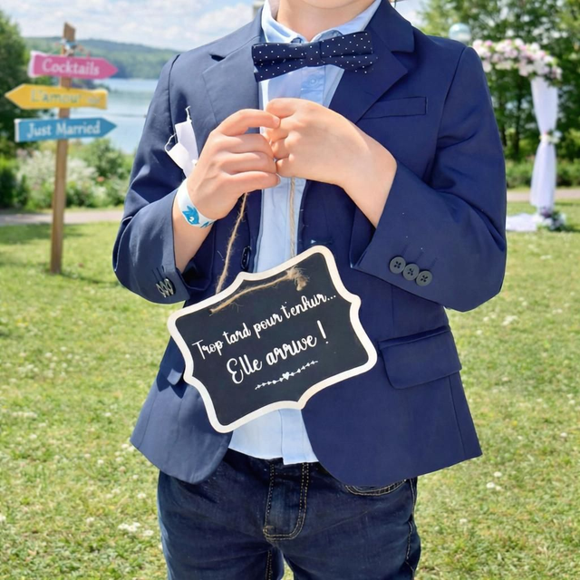 Panneau de mariage “Trop tard pour t’enfuir ... Elle arrive !” – pancarte humour cortège