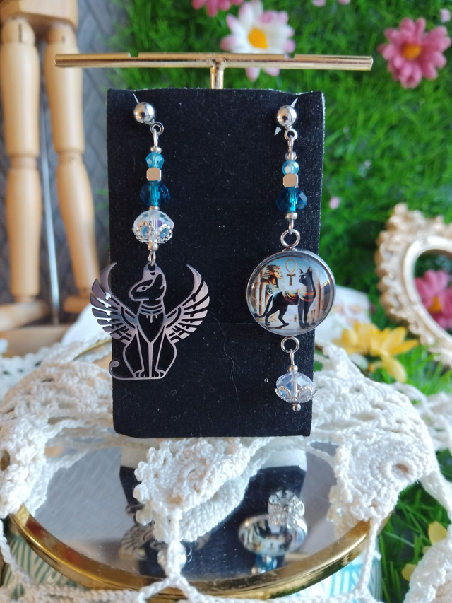 boucles d'oreilles chat égyptien