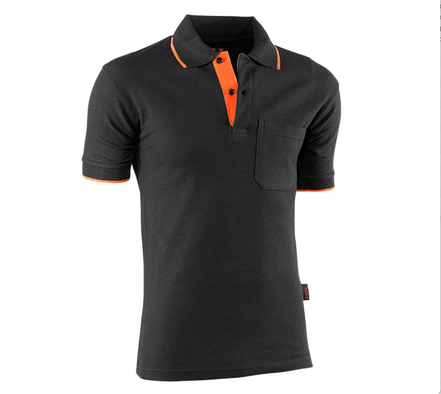 Polo algodón manga corta JUBA mod. 647  TOP RANGE  Negro / Naranja