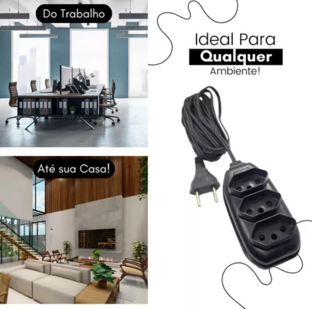 Extensão 10m Bivolt 10a 127/220v Uso Residencial E Comercial