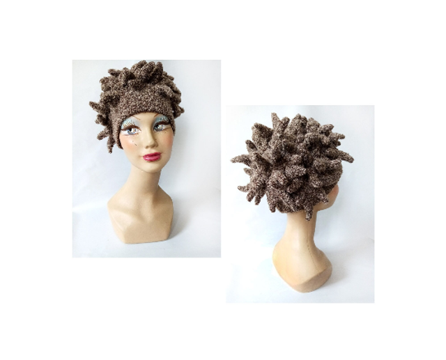 Bonnet marron femme extravagant