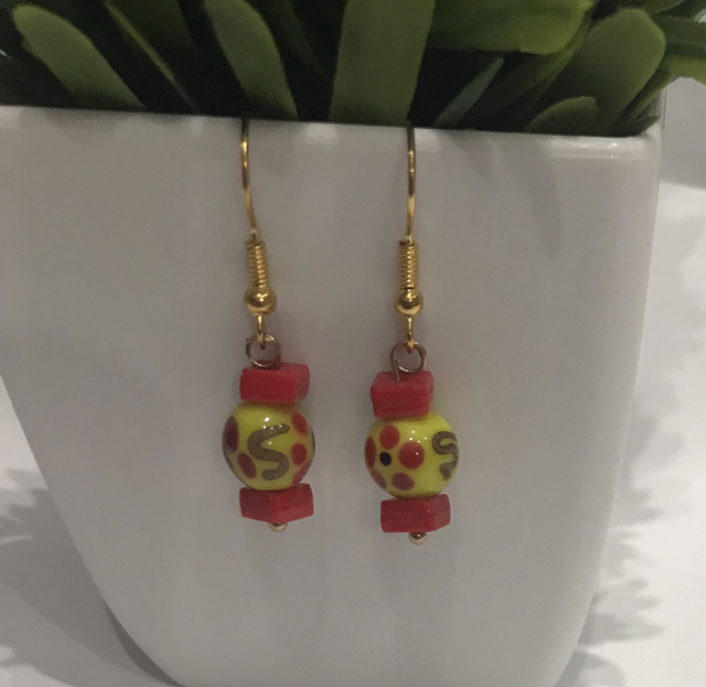 Red Yellow Dangling Earrings- RYD2123